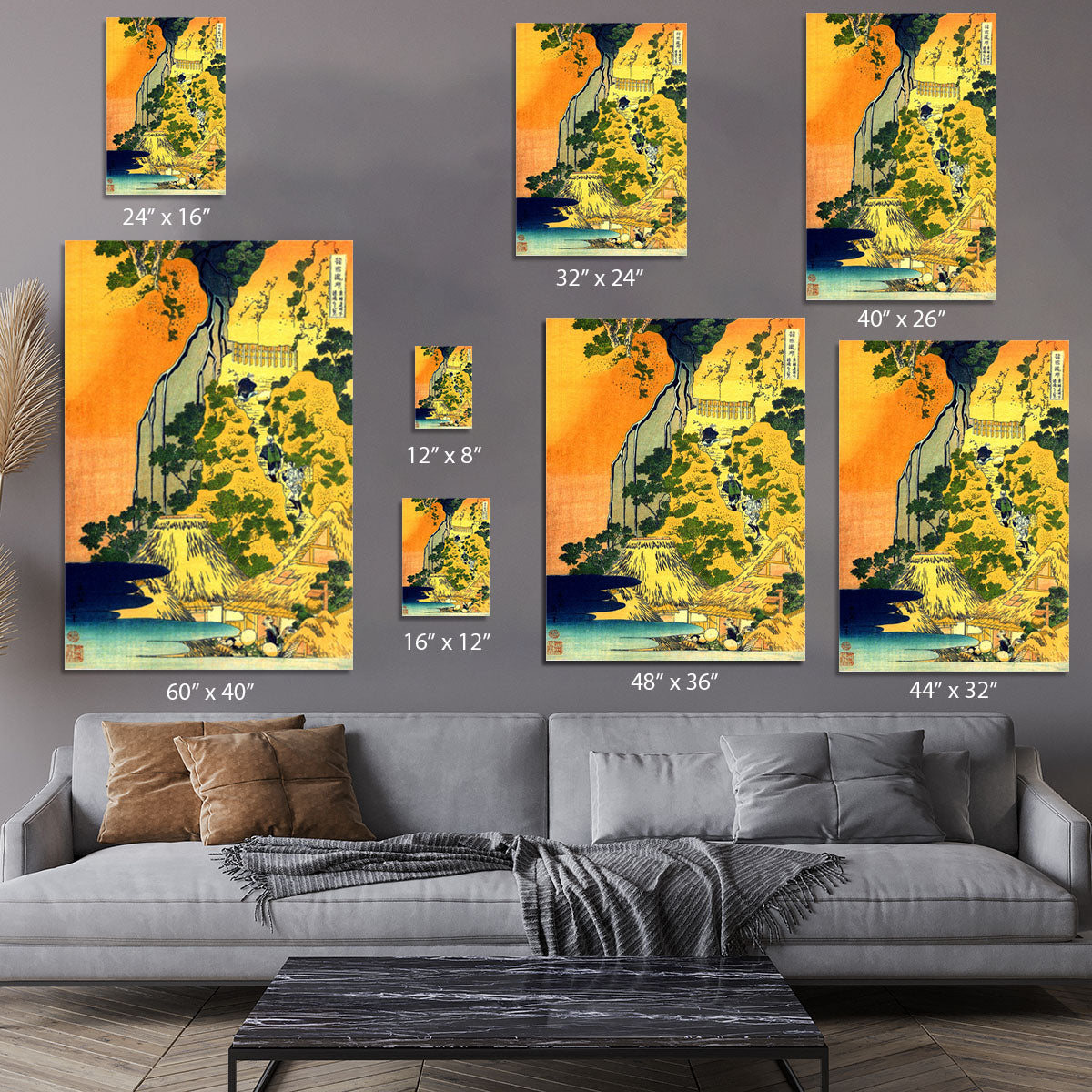 Waterfalls in all provinces by Hokusai Canvas Print or Poster - Canvas Art Rocks - 7