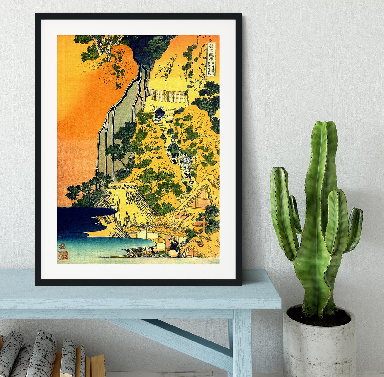 Waterfalls in all provinces by Hokusai Framed Print - Canvas Art Rocks - 1