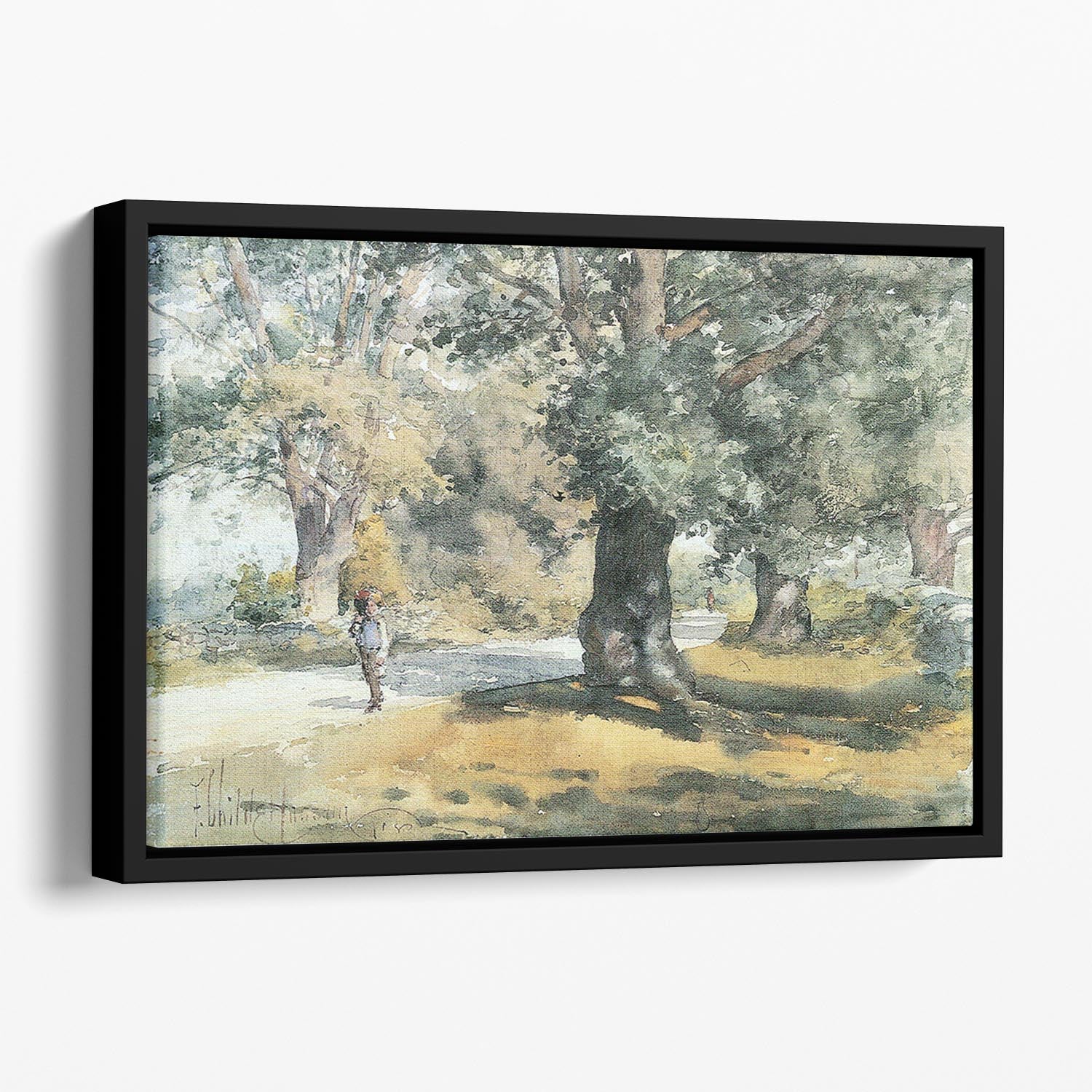 Wayside Inn Mass by Hassam Floating Framed Canvas - Canvas Art Rocks - 1
