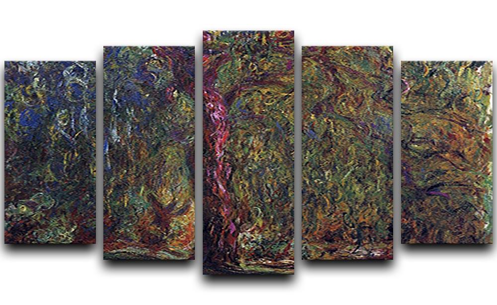 Weeping willow by Monet 5 Split Panel Canvas - Canvas Art Rocks - 1