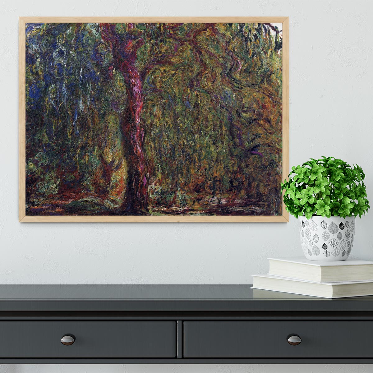 Weeping willow by Monet Framed Print - Canvas Art Rocks - 4