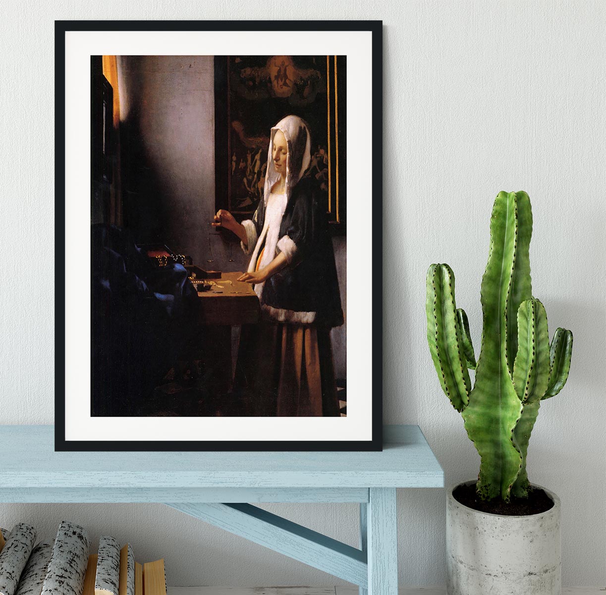 Weights by Vermeer Framed Print - Canvas Art Rocks - 1