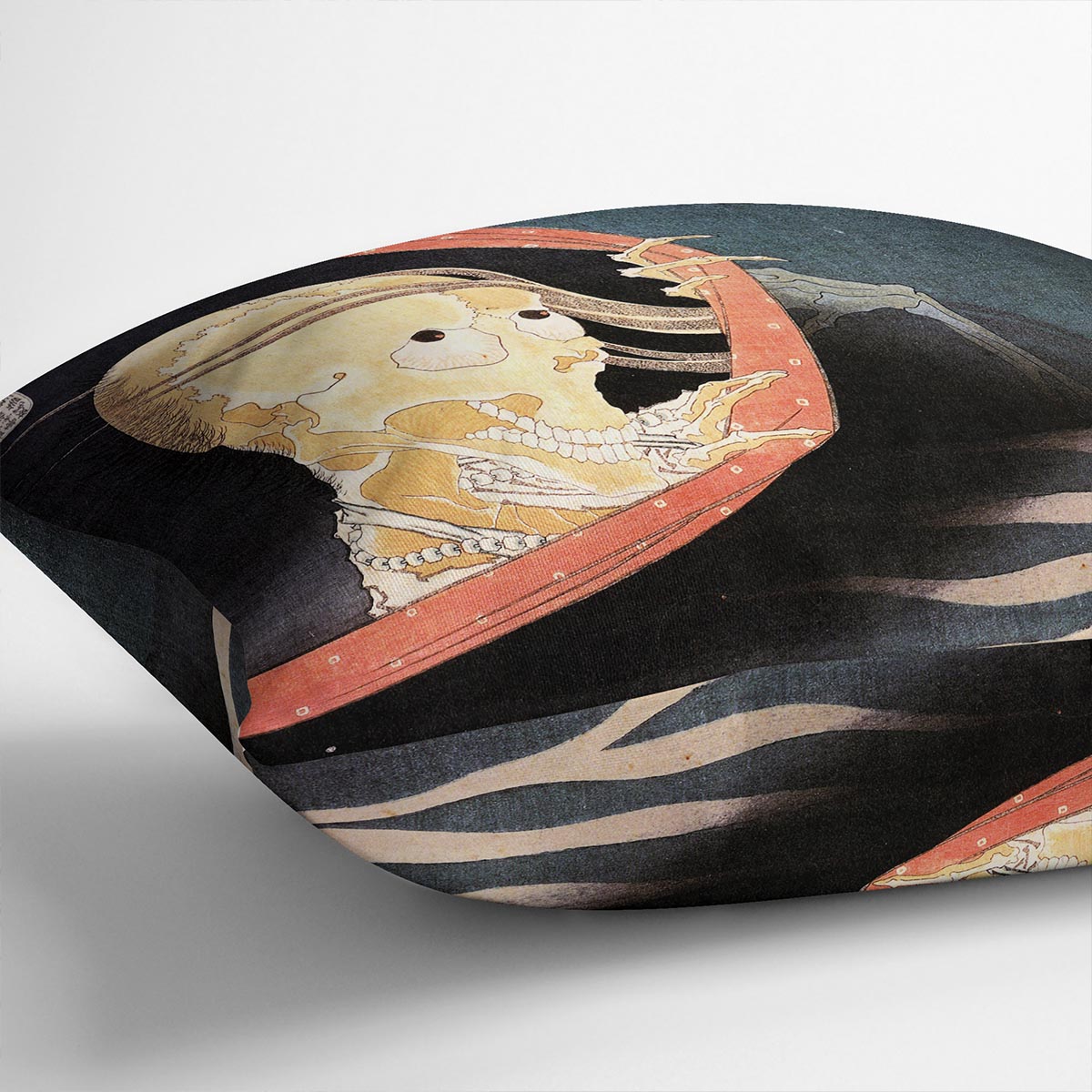 Weird Skeleton by Hokusai Cushion