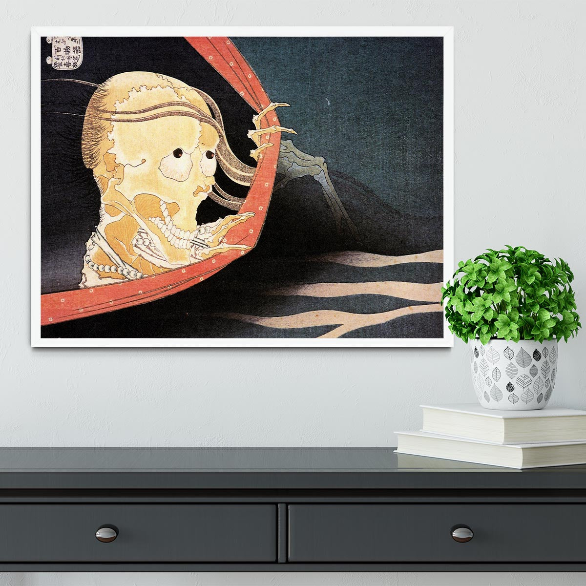 Weird Skeleton by Hokusai Framed Print - Canvas Art Rocks -6