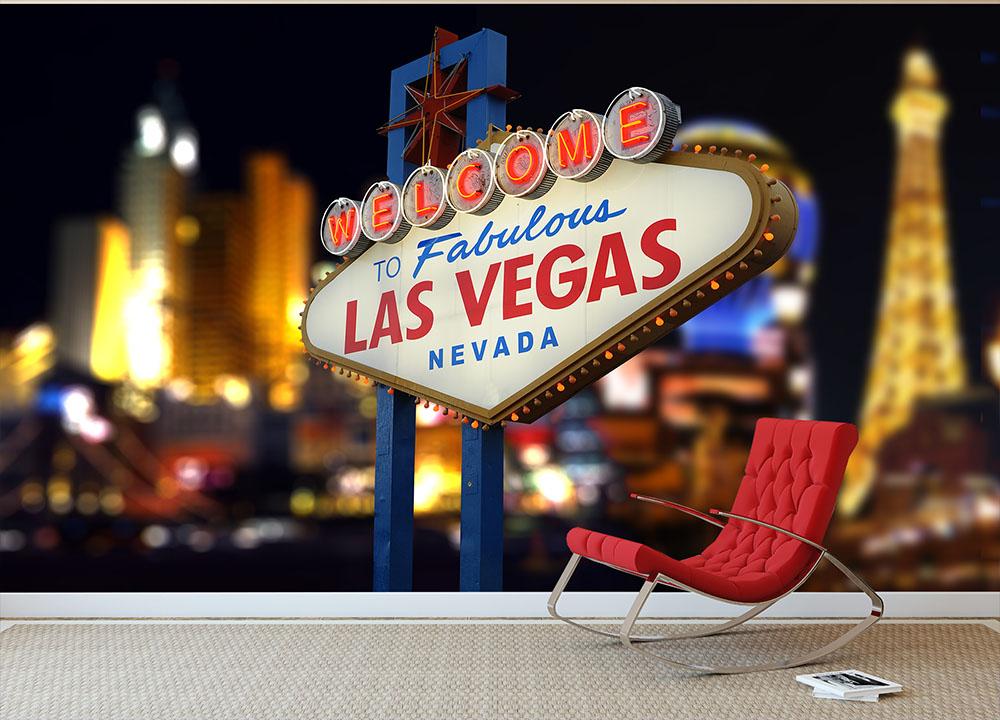 Welcome to Fabulous Las Vegas Neon Sign Wall Mural Wallpaper - Canvas Art Rocks - 2