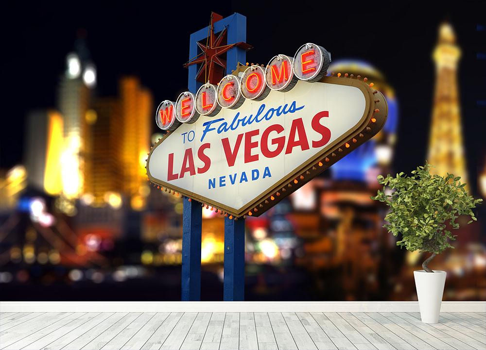 Welcome to Fabulous Las Vegas Neon Sign Wall Mural Wallpaper - Canvas Art Rocks - 4