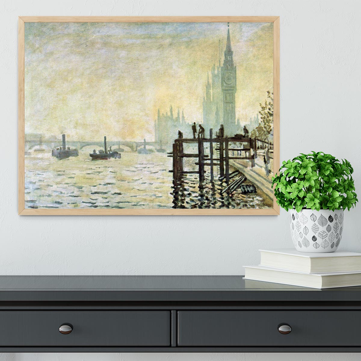 Westminster Bridge in London by Monet Framed Print - Canvas Art Rocks - 4