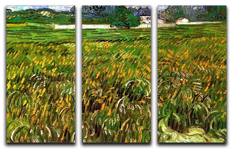 Wheat Field at Auvers with White House by Van Gogh 3 Split Panel Canvas Print - Canvas Art Rocks - 4