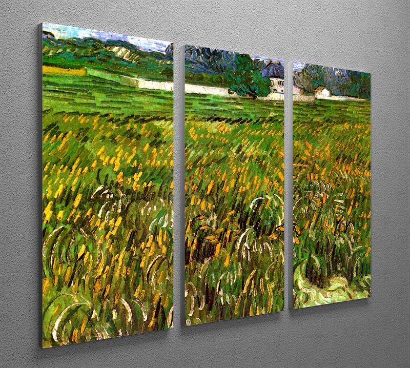 Wheat Field at Auvers with White House by Van Gogh 3 Split Panel Canvas Print - Canvas Art Rocks - 4