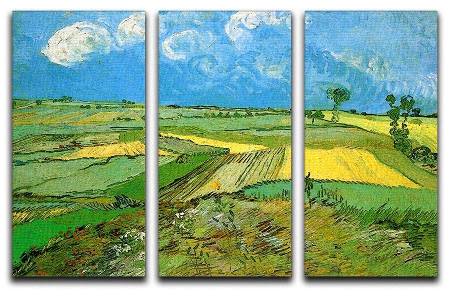 Wheat Fields at Auvers Under Clouded Sky by Van Gogh 3 Split Panel Canvas Print - Canvas Art Rocks - 4