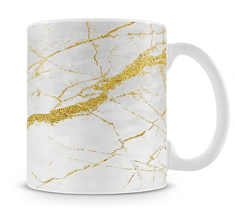 White and Gold Cracked Marble Mug - Canvas Art Rocks - 1
