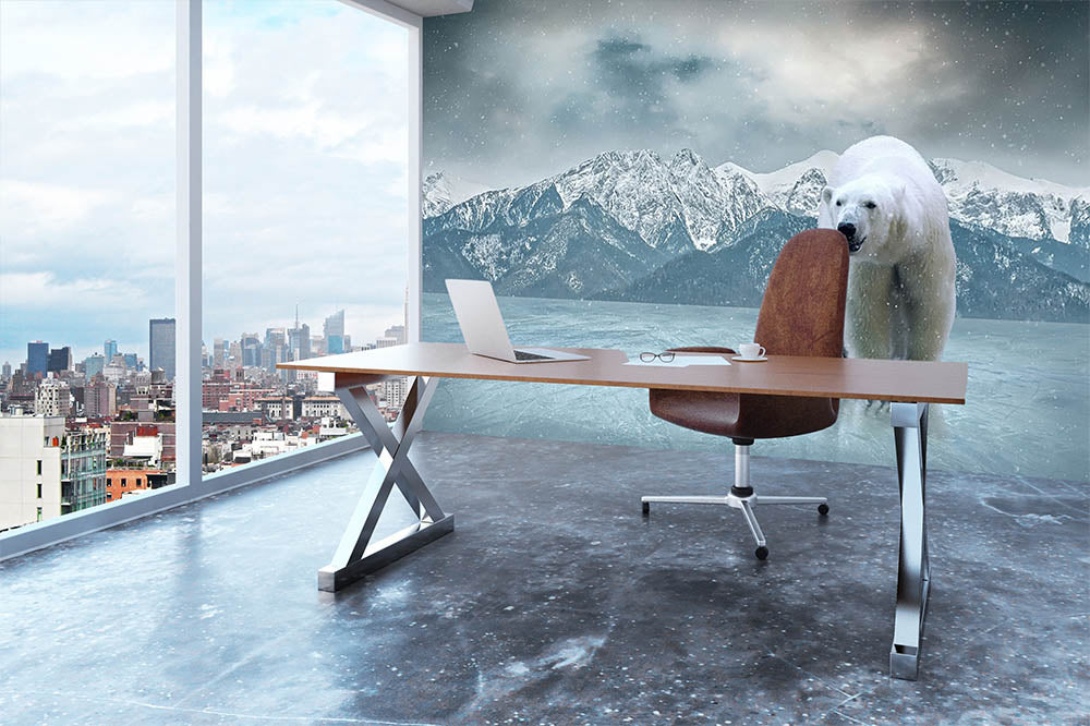 White polar bear on the ice Wall Mural Wallpaper - Canvas Art Rocks - 3