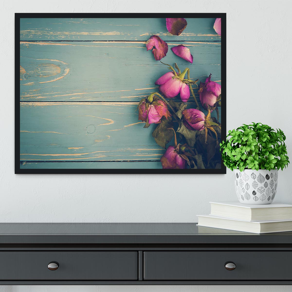 Wilted Flower Vintage Background Framed Print - Canvas Art Rocks - 2