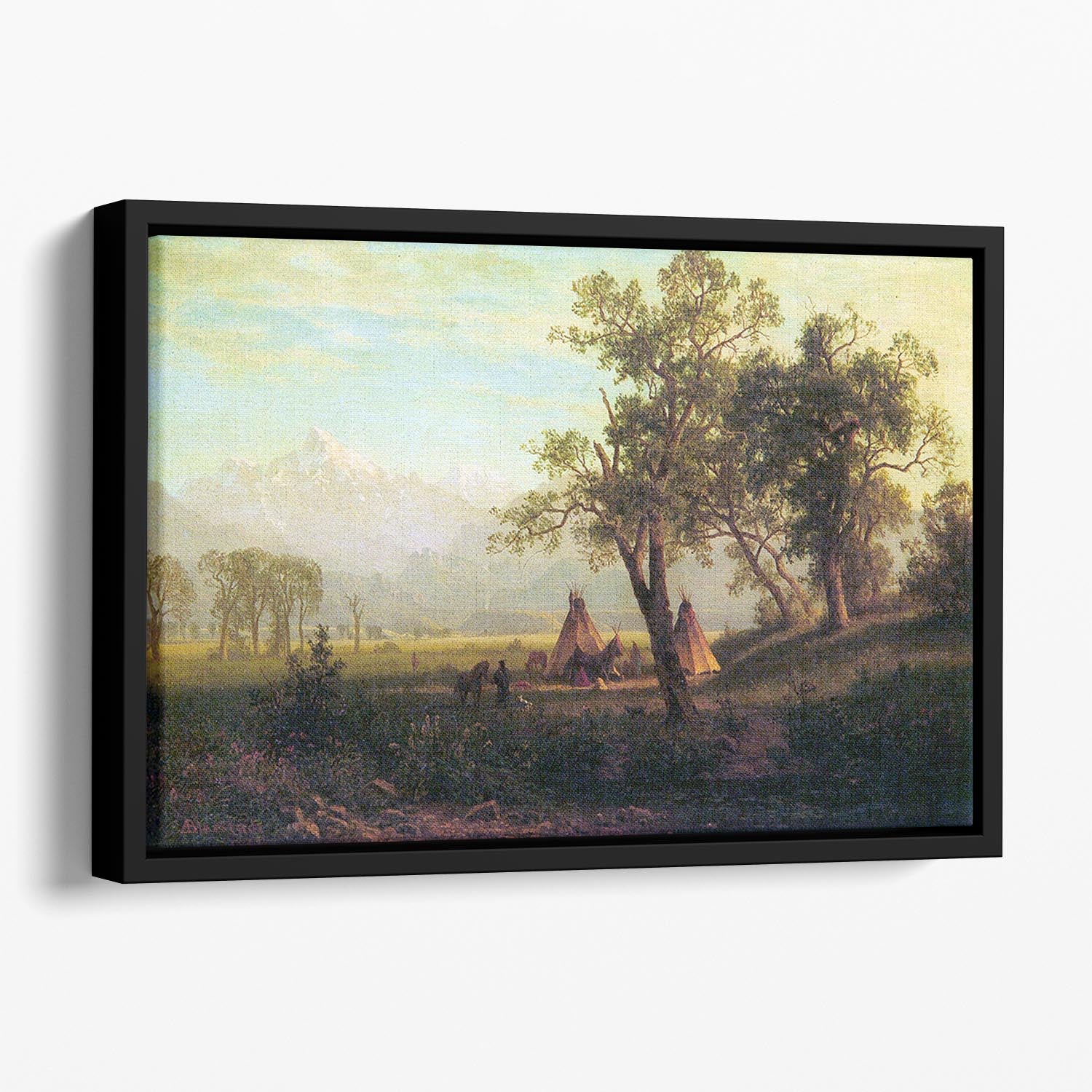 Wind River Mountains in Nebraska by Bierstadt Floating Framed Canvas - Canvas Art Rocks - 1