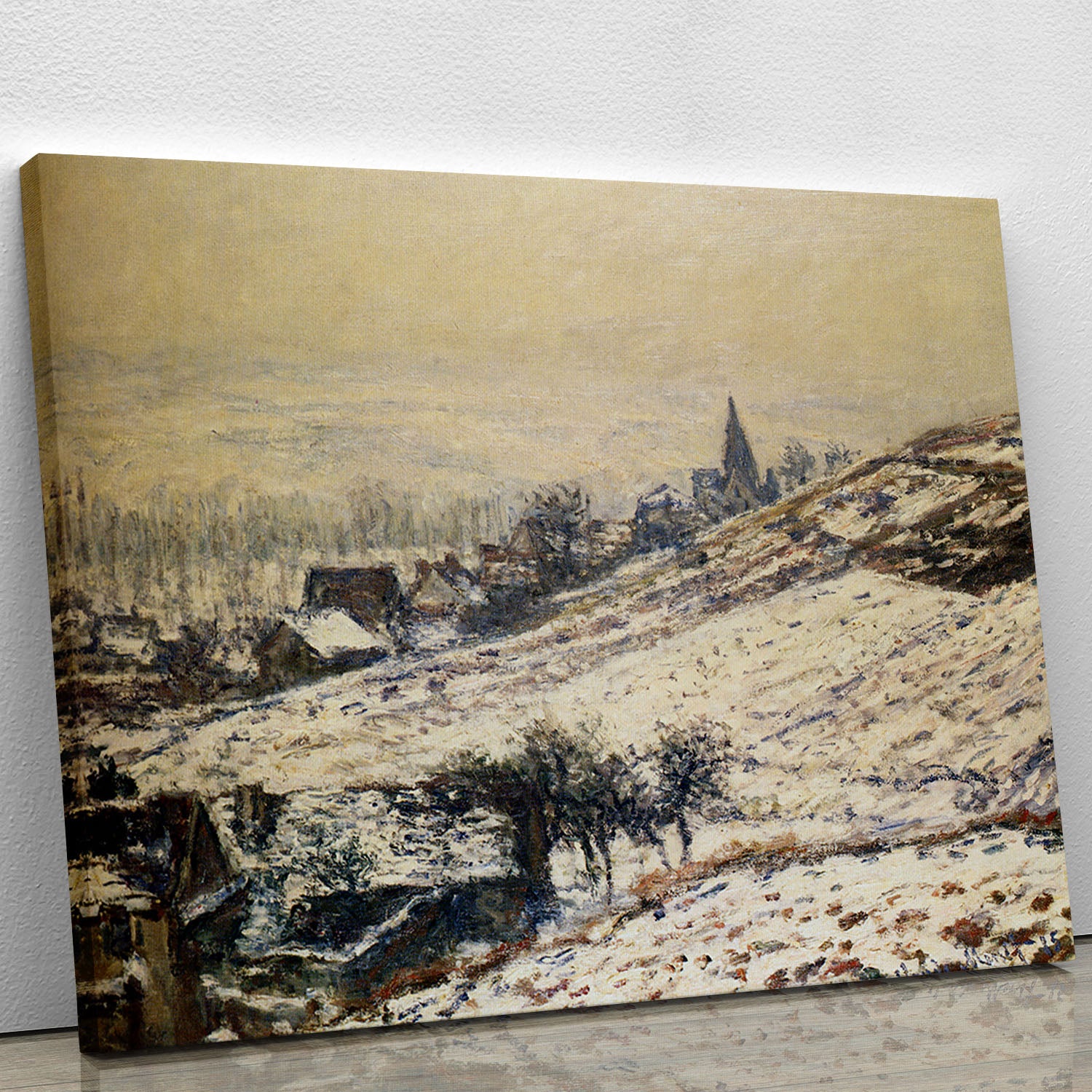 Winter At Giverny 1885 by Monet Canvas Print or Poster - Canvas Art Rocks - 1