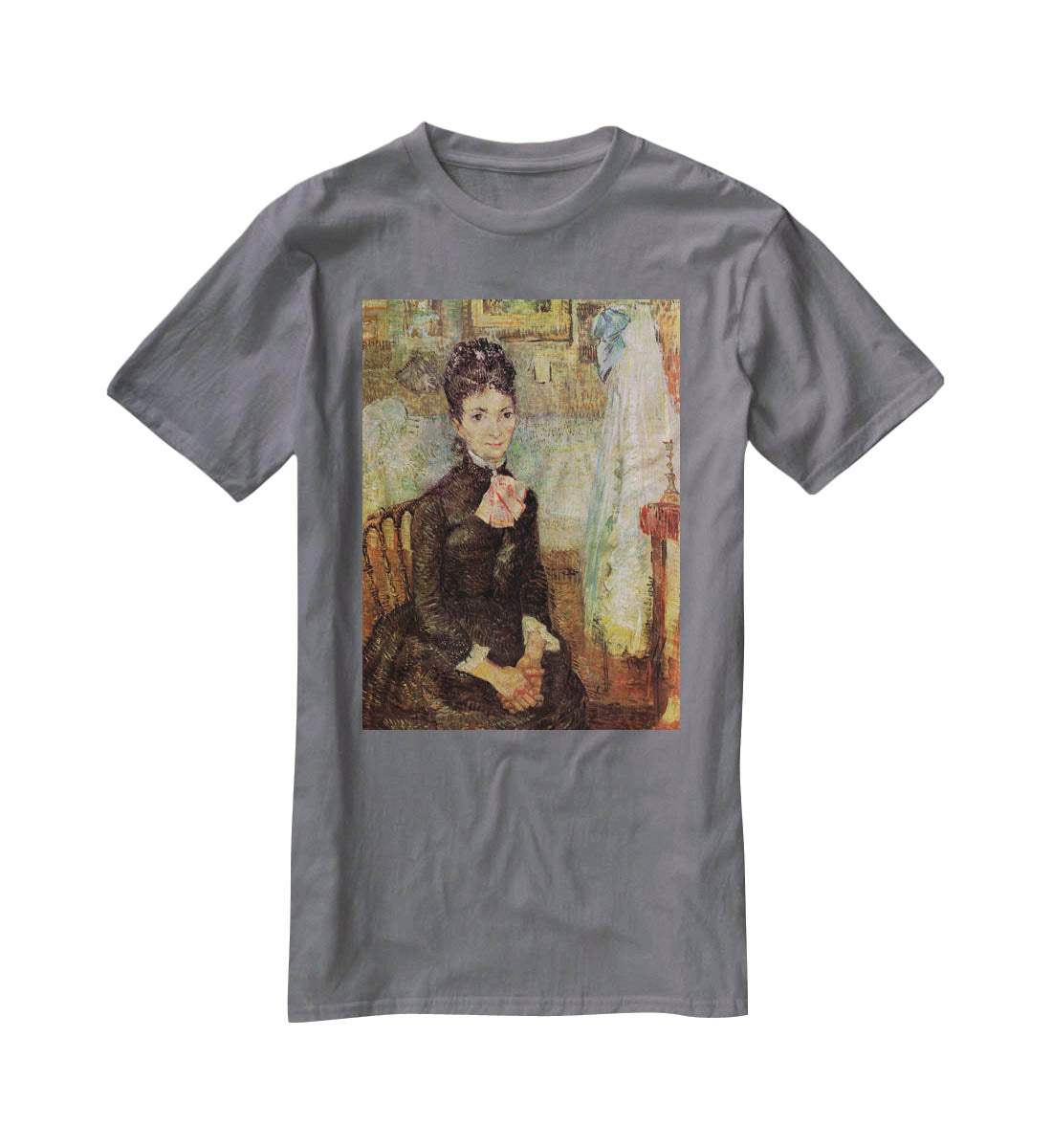 Woman Sitting by a Cradle by Van Gogh T-Shirt - Canvas Art Rocks - 3