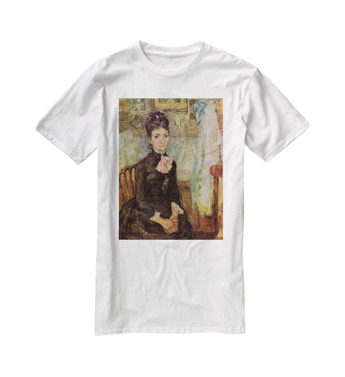 Woman Sitting by a Cradle by Van Gogh T-Shirt - Canvas Art Rocks - 5