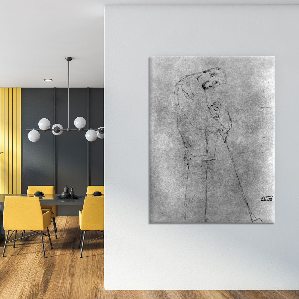 Woman and man standing in profile by Klimt Canvas Print or Poster - Canvas Art Rocks - 4
