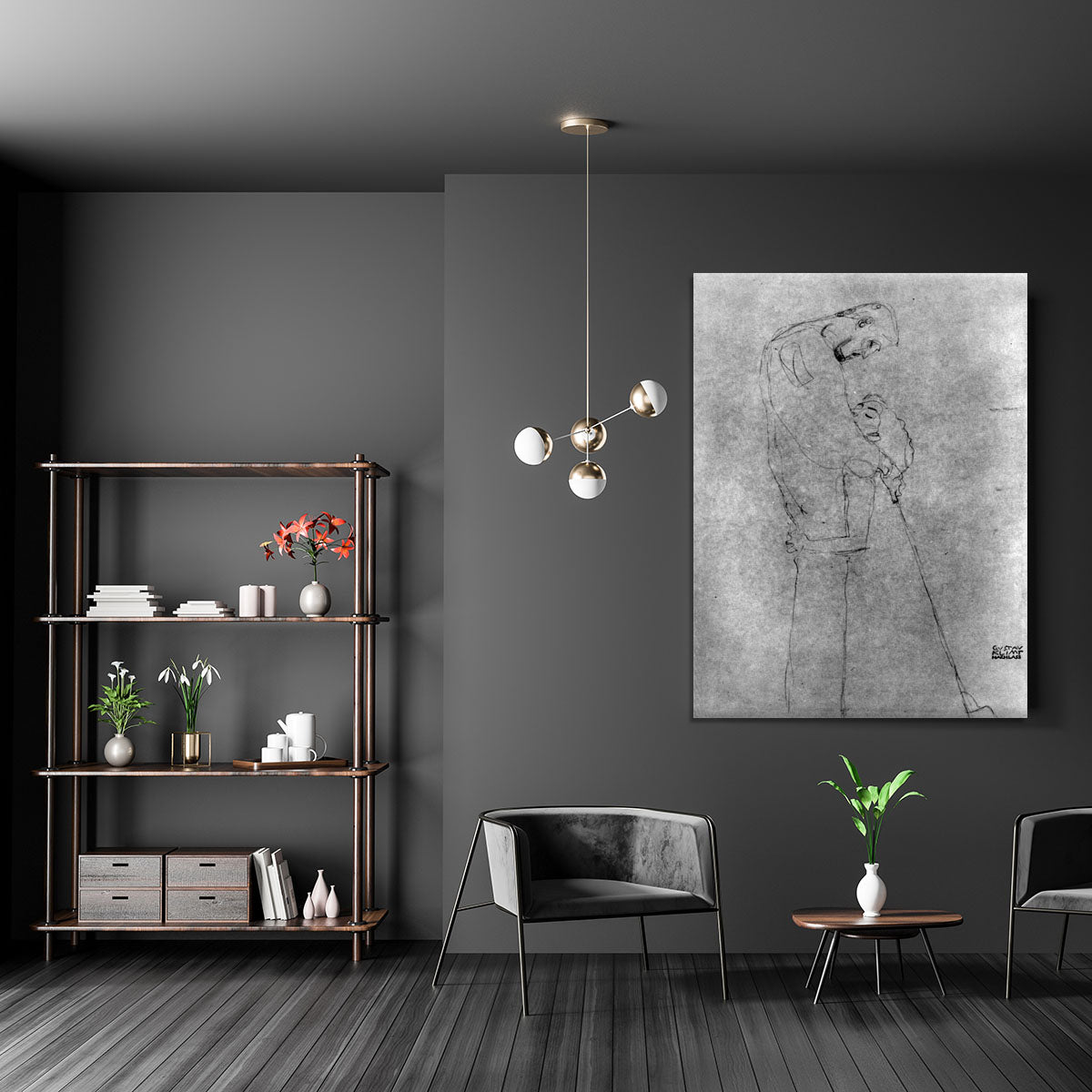 Woman and man standing in profile by Klimt Canvas Print or Poster - Canvas Art Rocks - 5