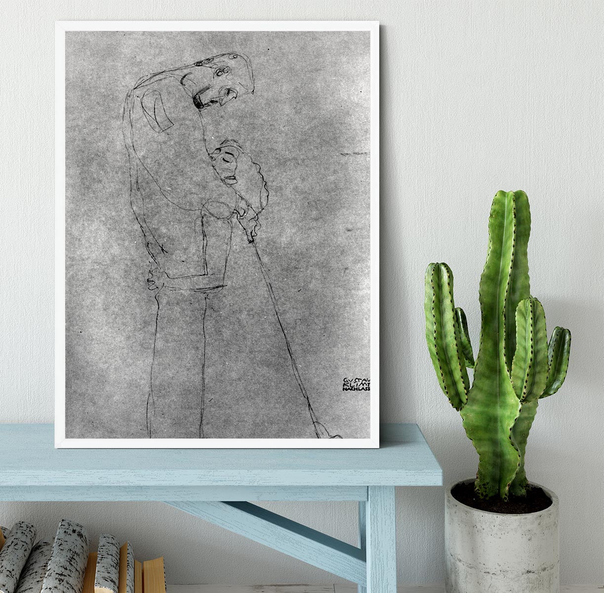 Woman and man standing in profile by Klimt Framed Print - Canvas Art Rocks -6