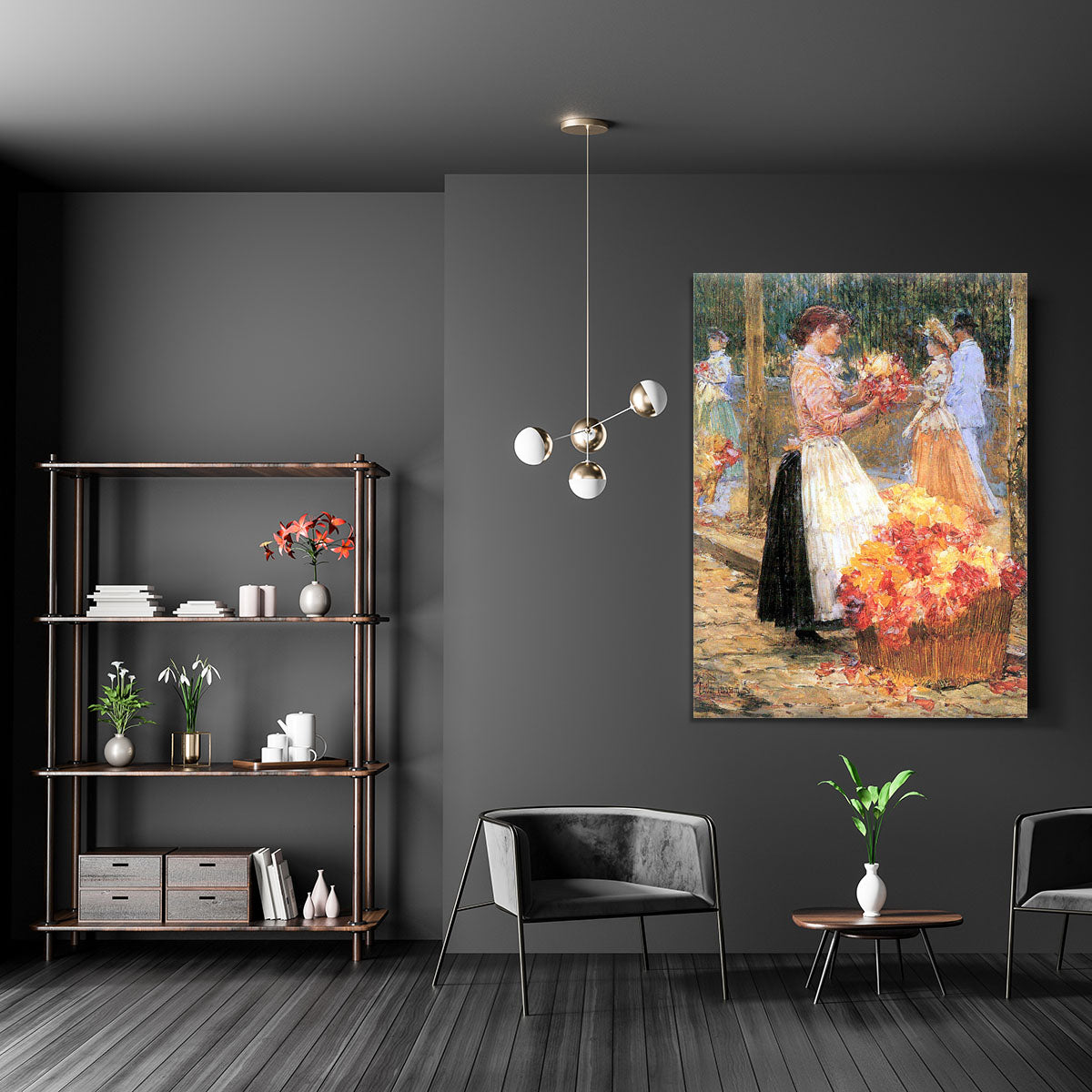 Woman sells flowers by Hassam Canvas Print or Poster - Canvas Art Rocks - 5