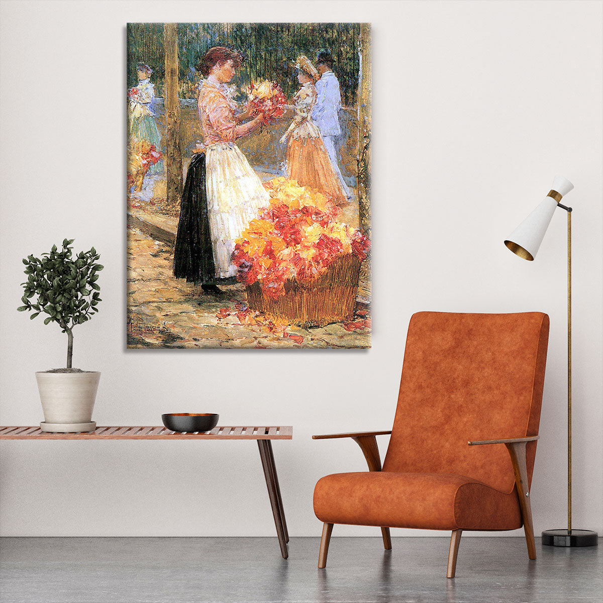 Woman sells flowers by Hassam Canvas Print or Poster - Canvas Art Rocks - 6