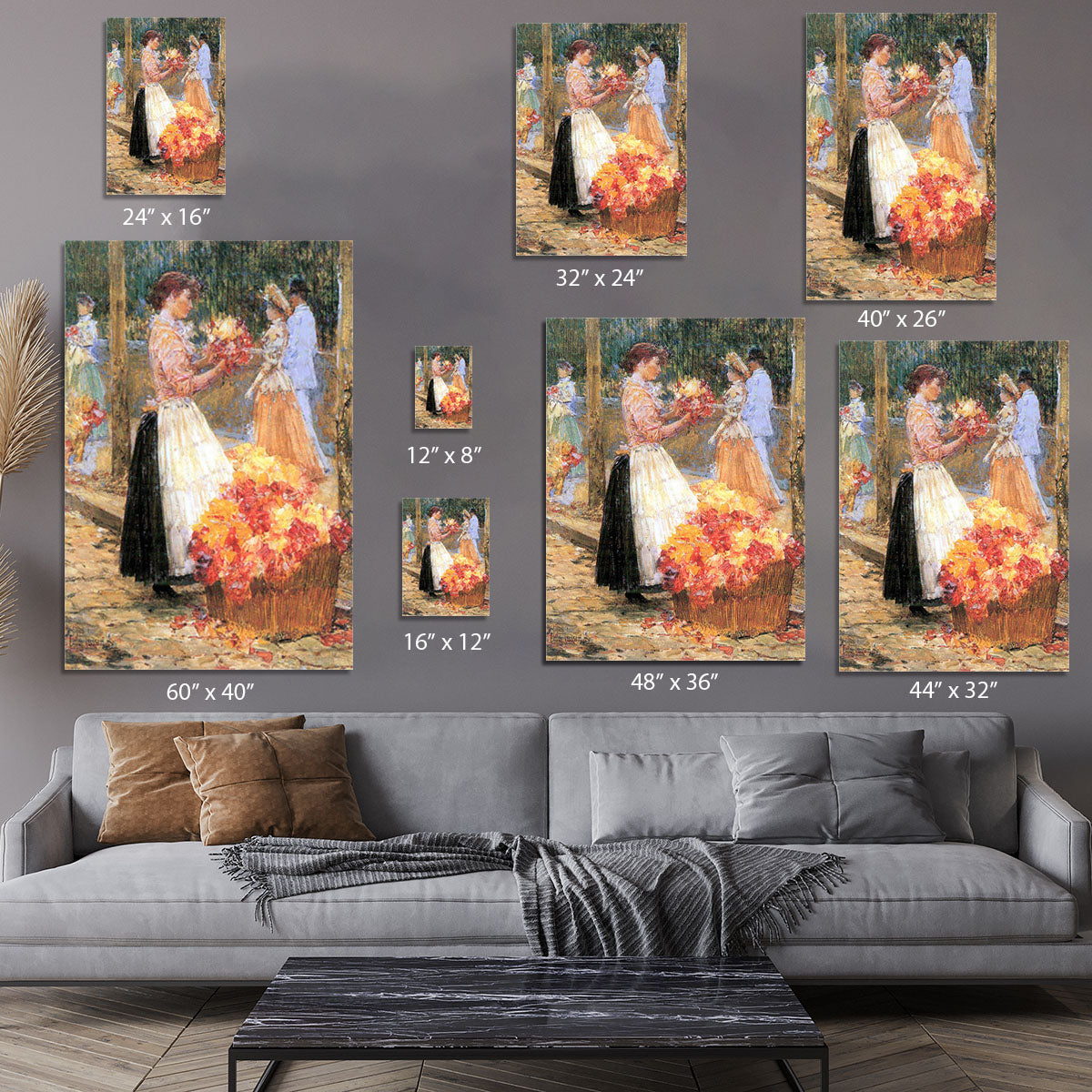 Woman sells flowers by Hassam Canvas Print or Poster - Canvas Art Rocks - 7