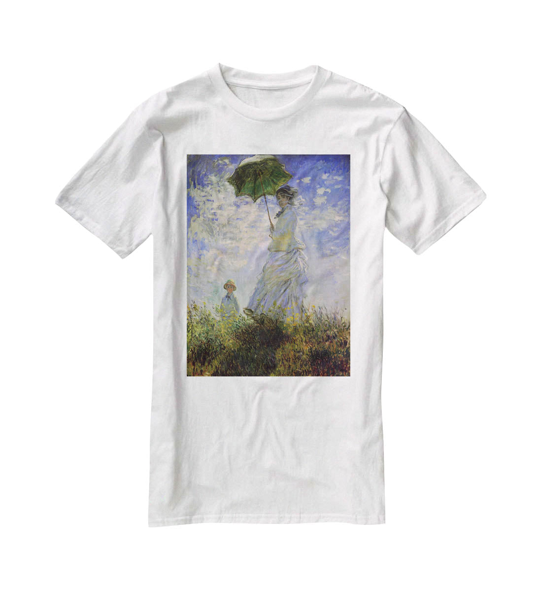 Woman with a parasol by Monet T-Shirt - Canvas Art Rocks - 5