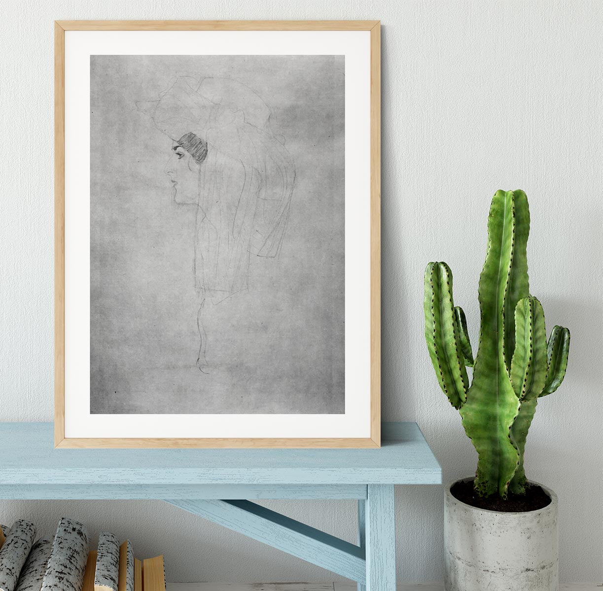 Woman with hat in profile by Klimt Framed Print - Canvas Art Rocks - 3