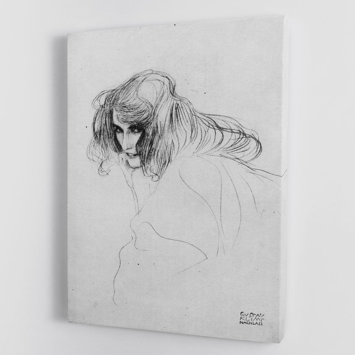 Womans head in three quarters profile by Klimt Canvas Print or Poster - Canvas Art Rocks - 1