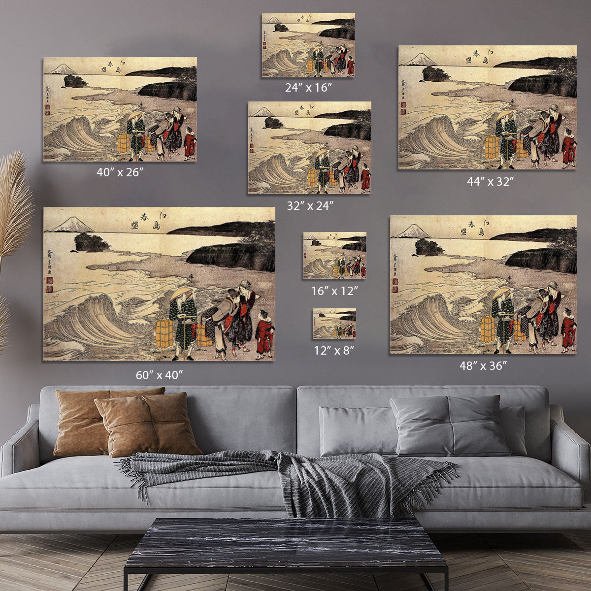 Women on the beach of Enoshima by Hokusai Canvas Print or Poster - Canvas Art Rocks - 7