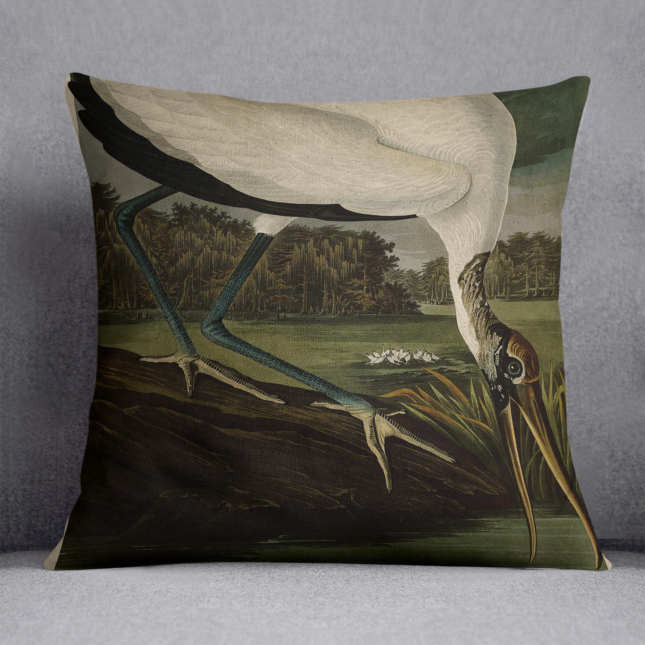 Wood Ibiss by Audubon Cushion