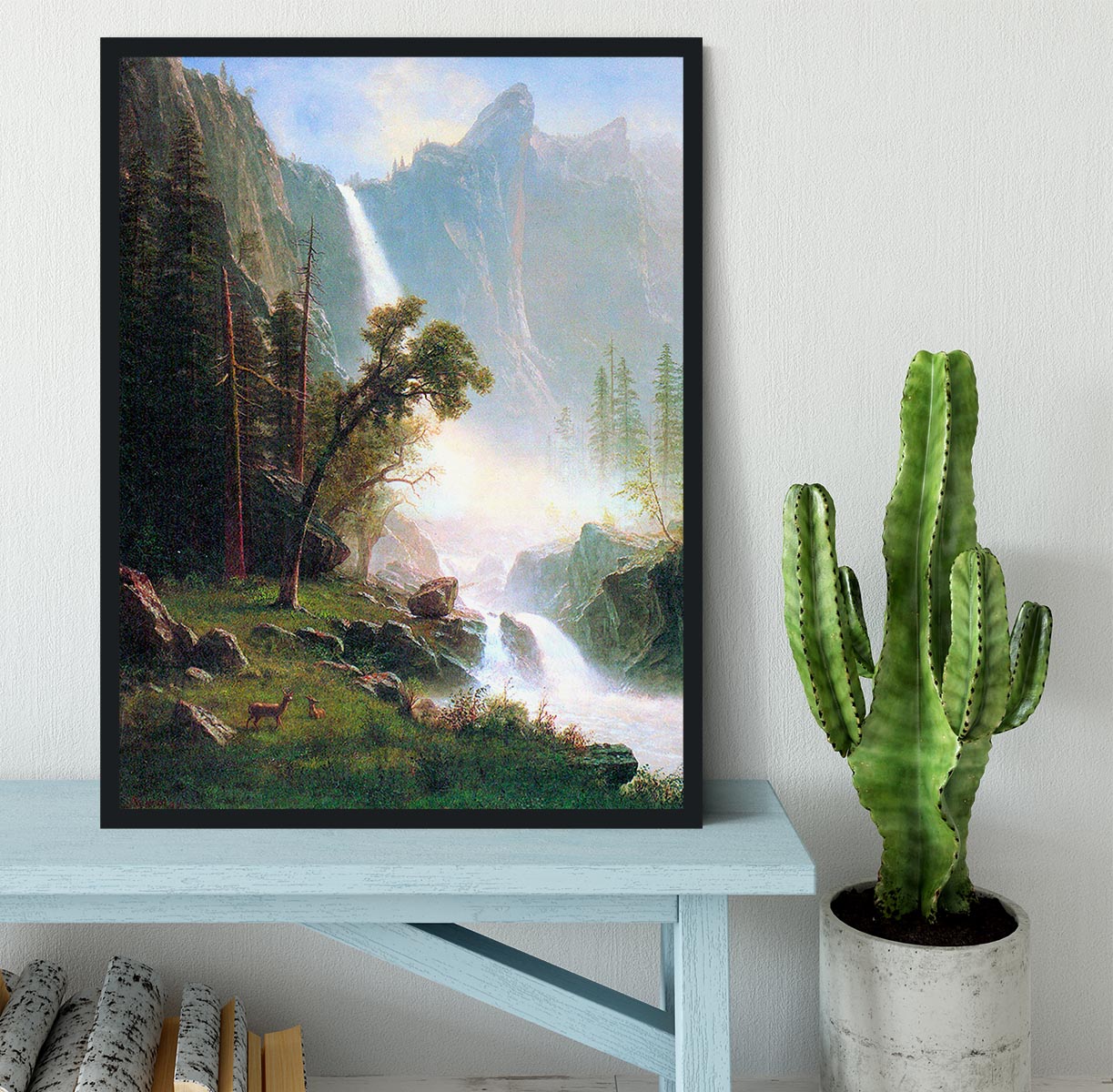 Yosemite Falls by Bierstadt Framed Print - Canvas Art Rocks - 2