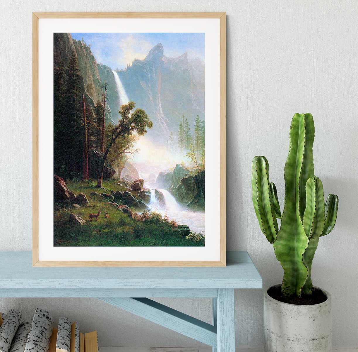 Yosemite Falls by Bierstadt Framed Print - Canvas Art Rocks - 3