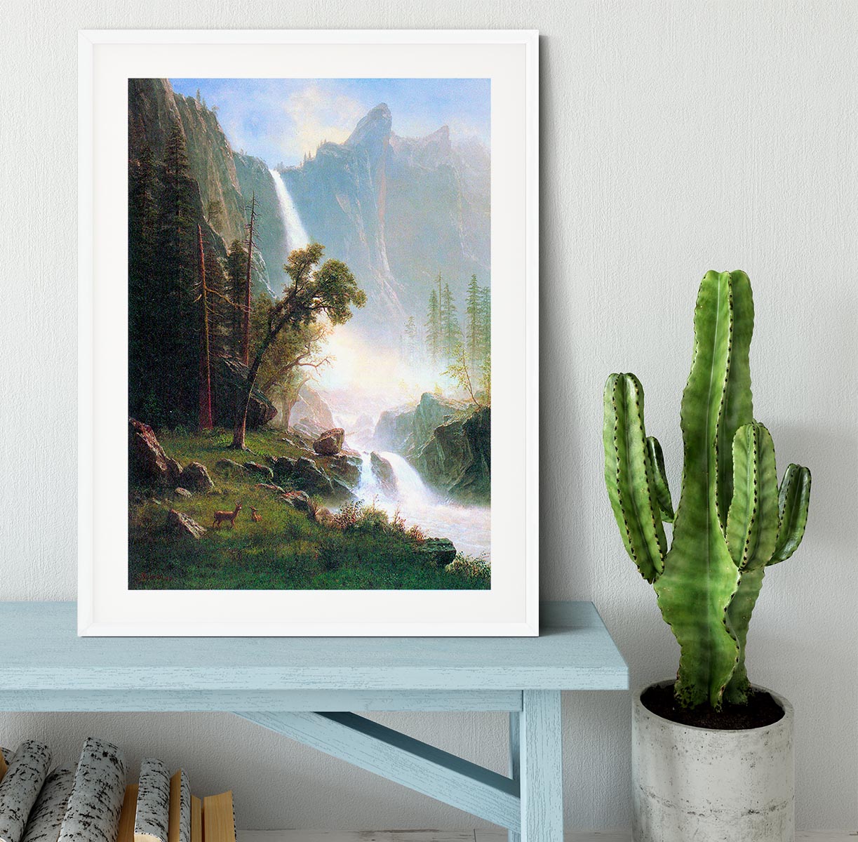 Yosemite Falls by Bierstadt Framed Print - Canvas Art Rocks - 5