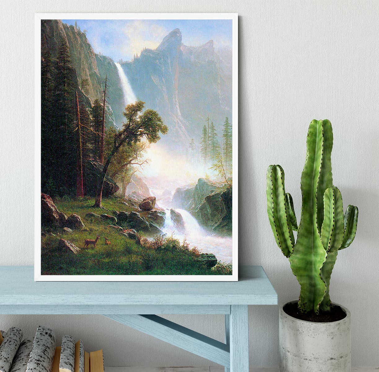 Yosemite Falls by Bierstadt Framed Print - Canvas Art Rocks -6