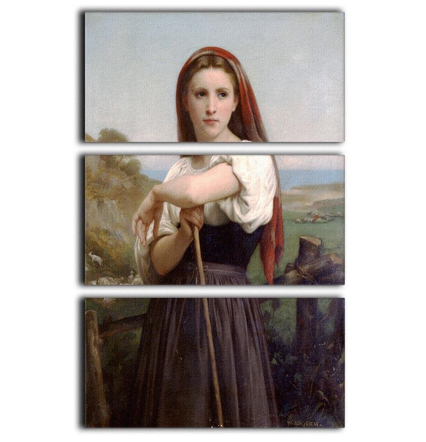 Young Shepherdess By Bouguereau 3 Split Panel Canvas Print - Canvas Art Rocks - 1