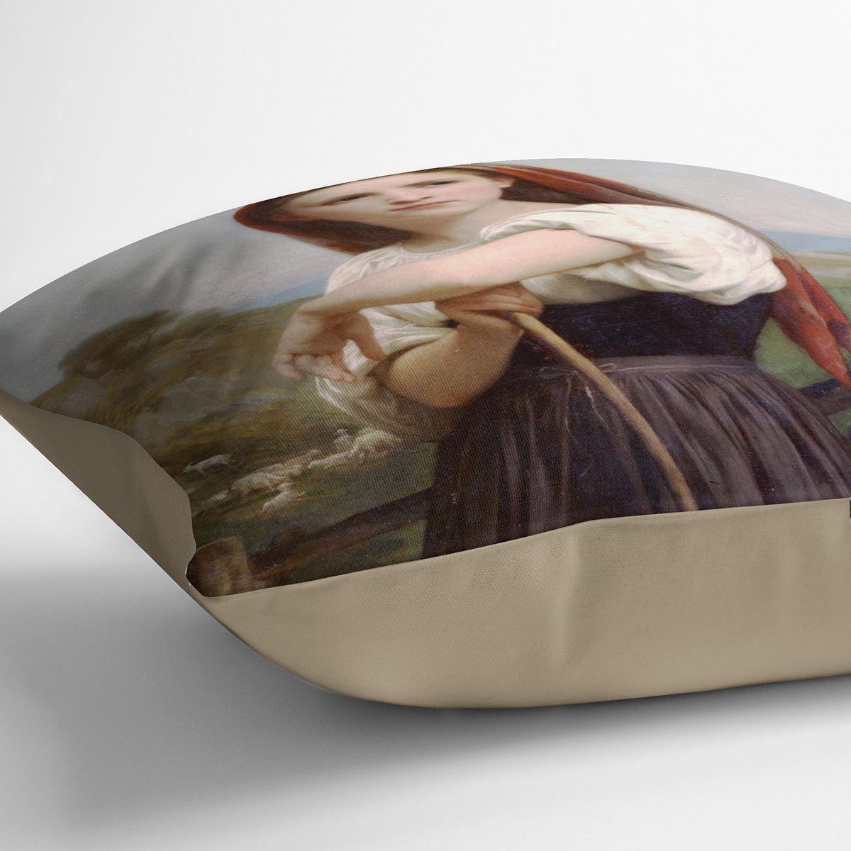 Young Shepherdess By Bouguereau Cushion