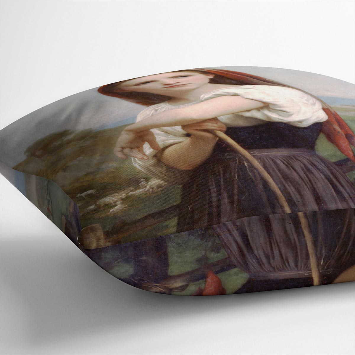 Young Shepherdess By Bouguereau Cushion