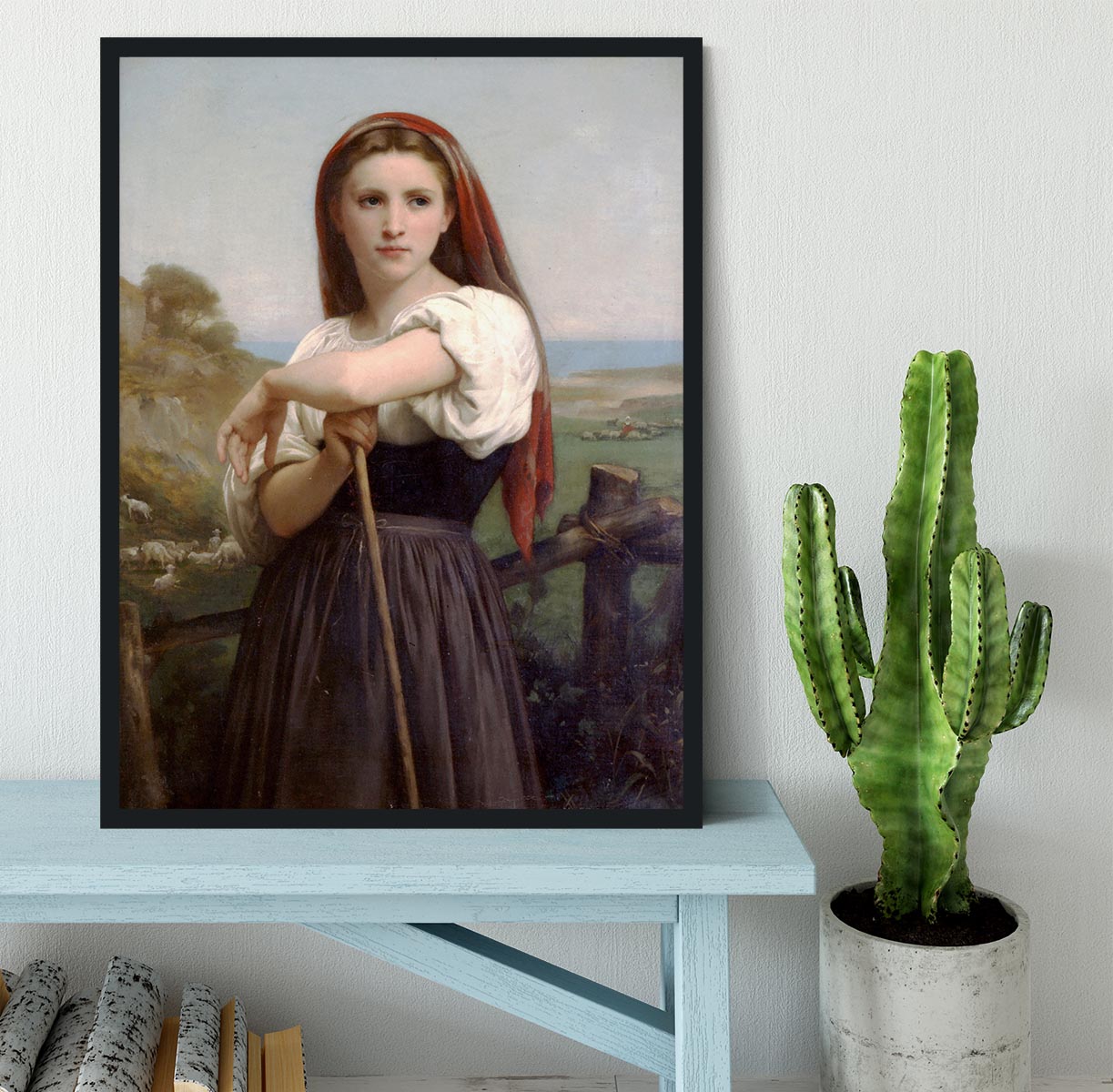 Young Shepherdess By Bouguereau Framed Print - Canvas Art Rocks - 2