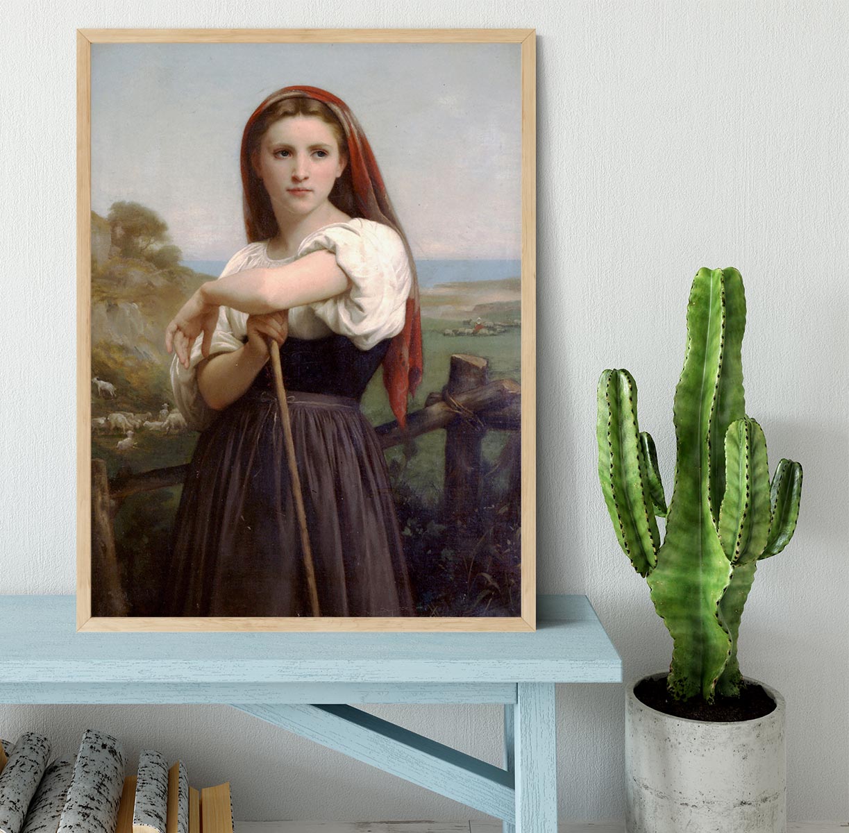 Young Shepherdess By Bouguereau Framed Print - Canvas Art Rocks - 4