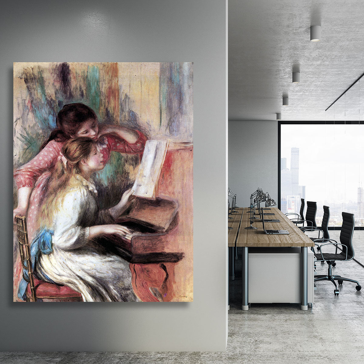 Young girls at the piano 1 by Renoir Canvas Print or Poster - Canvas Art Rocks - 3