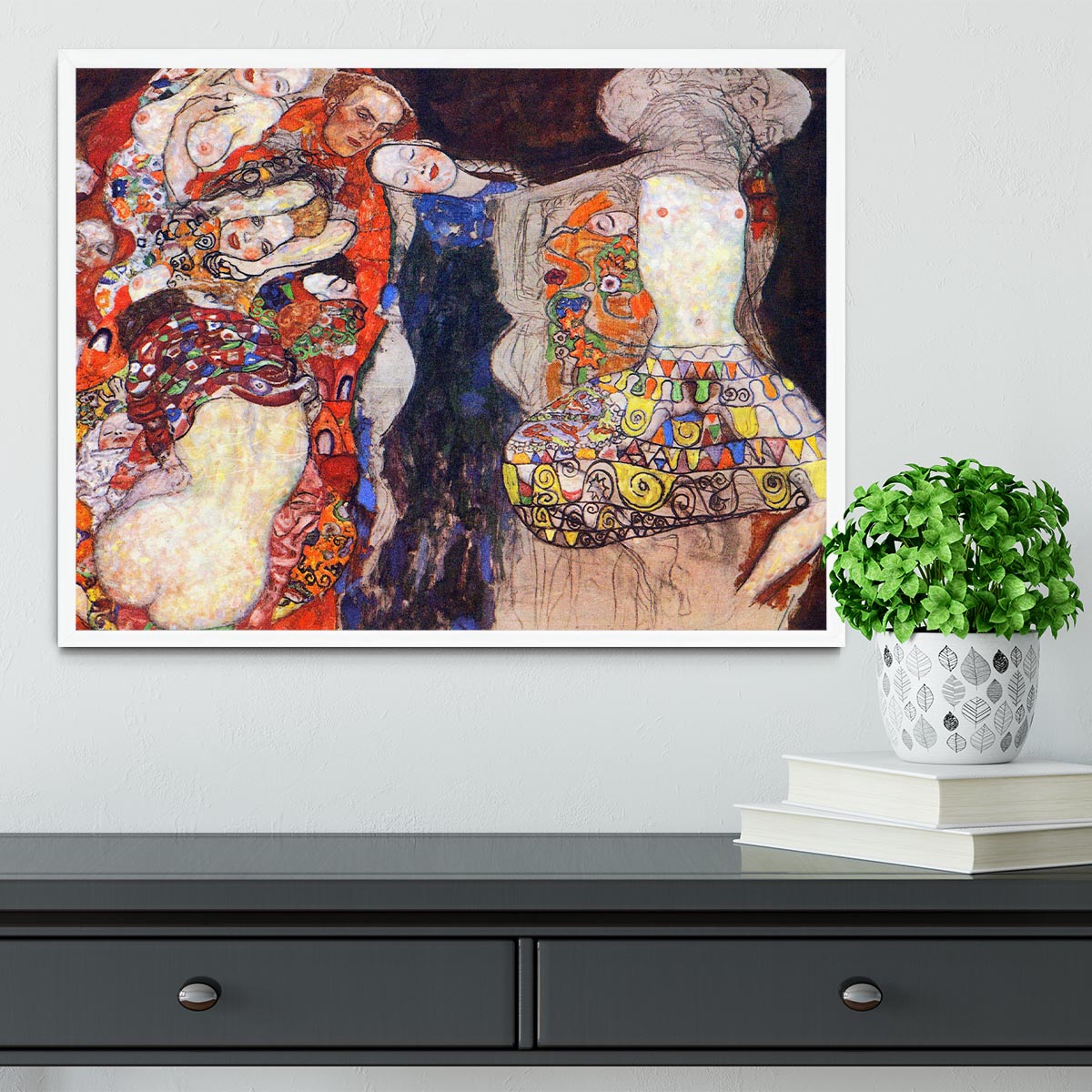 adorn the bride with veil and wreath by Klimt Framed Print - Canvas Art Rocks -6