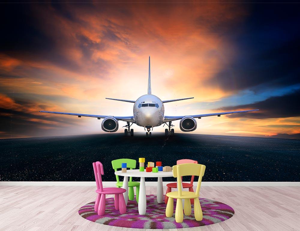 air plane preparing to take off Wall Mural Wallpaper - Canvas Art Rocks - 3
