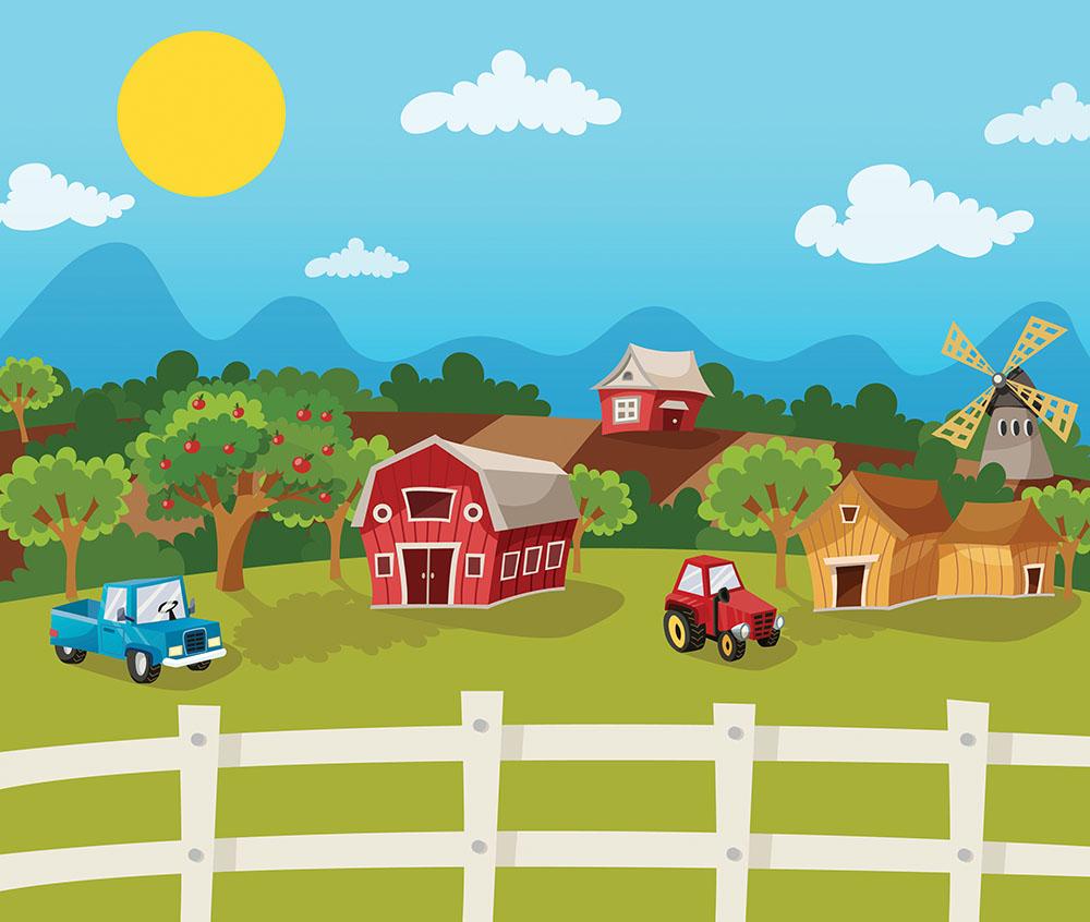 apple garden in rural landscape Wall Mural Wallpaper - Canvas Art Rocks - 1