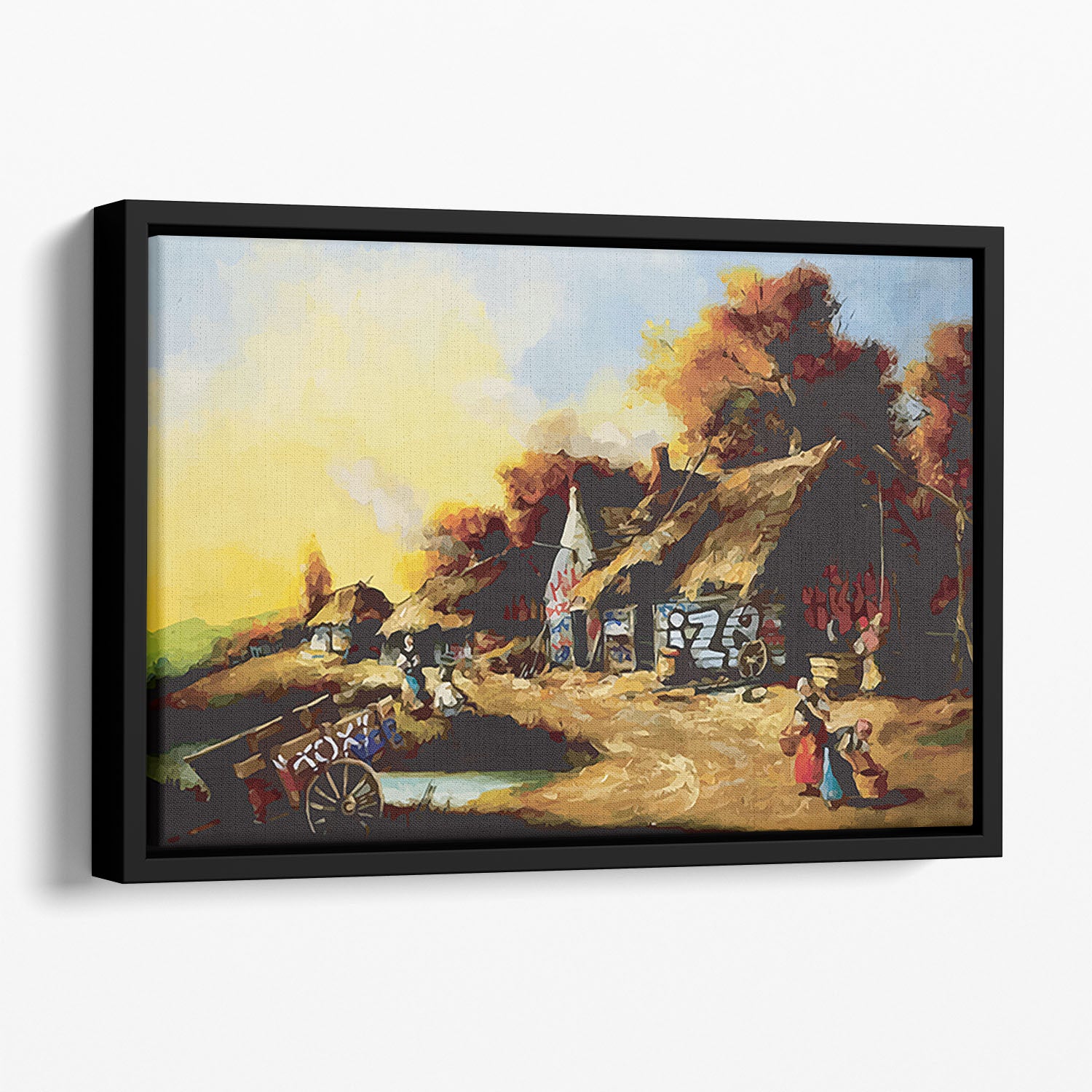 banksy Countryside Graffiti Floating Framed Canvas