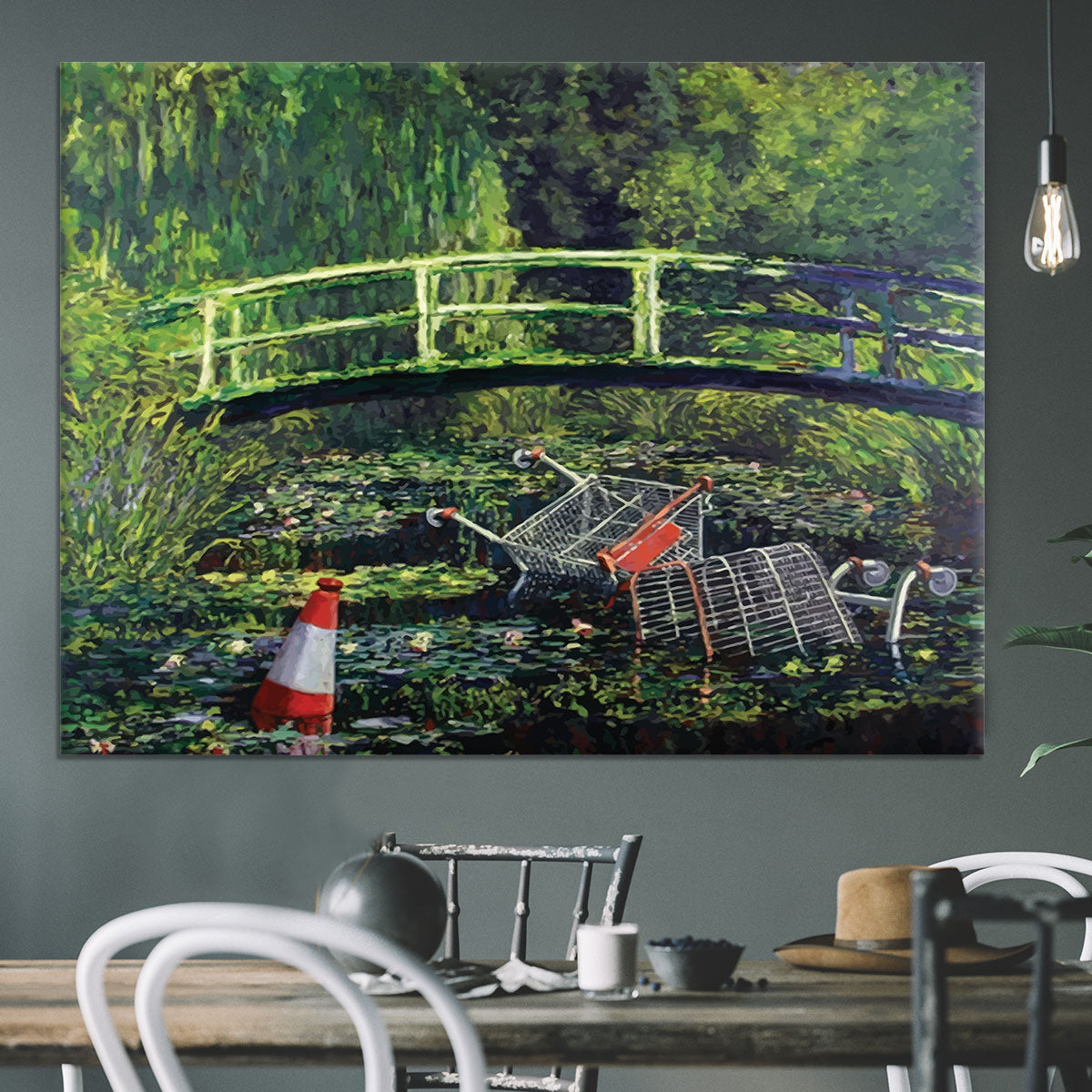 banksy Water Lilies Trash Canvas Print or Poster - Canvas Art Rocks - 3