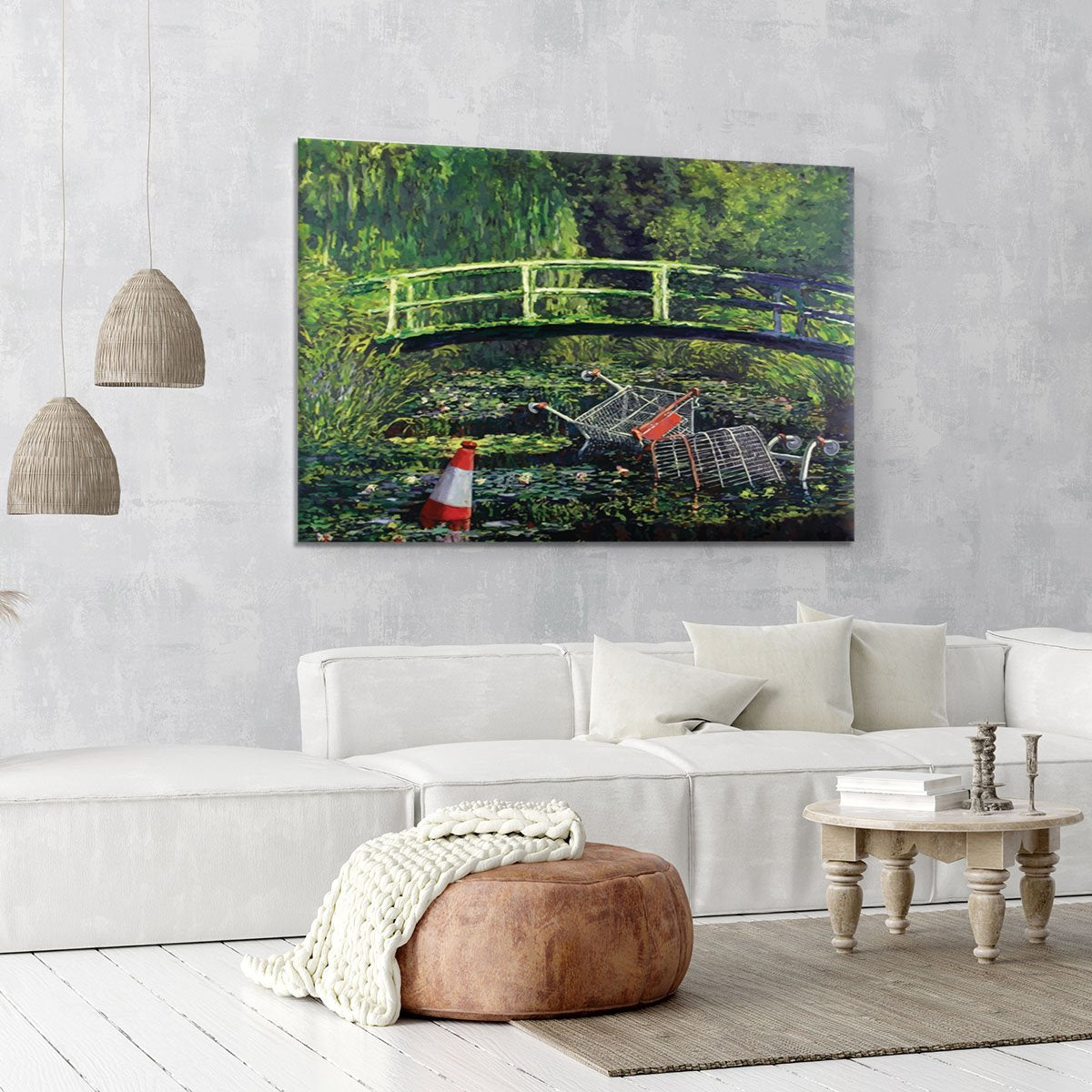 banksy Water Lilies Trash Canvas Print or Poster