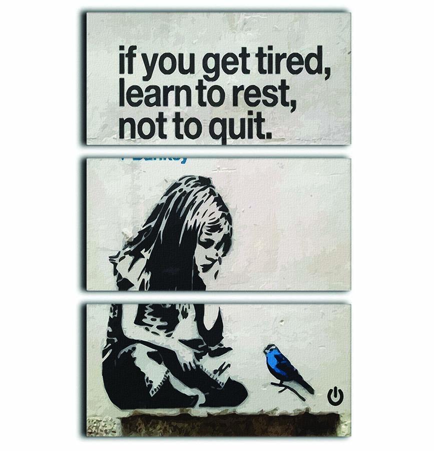 banksy if you get tired 3 Split Panel Canvas Print - Canvas Art Rocks - 1