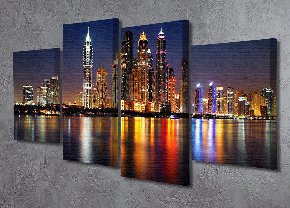 dusk Palm Jumeirah skyline view 4 Split Panel Canvas - Canvas Art Rocks - 2
